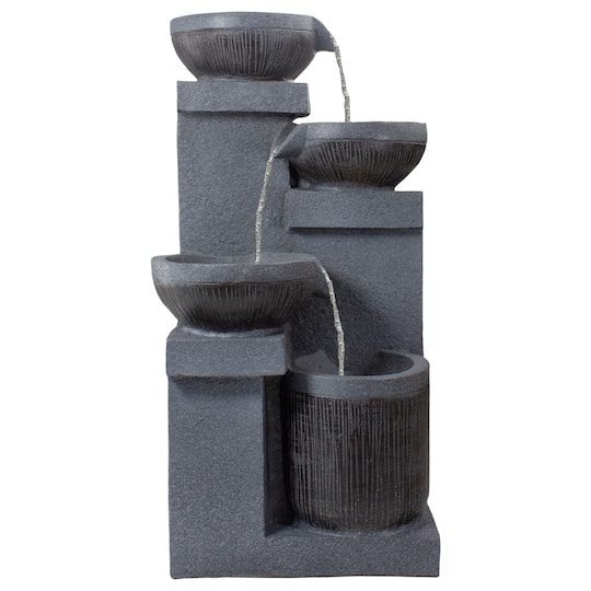 23" LED Cascading 4-Tier Bowl Outdoor Water Fountain